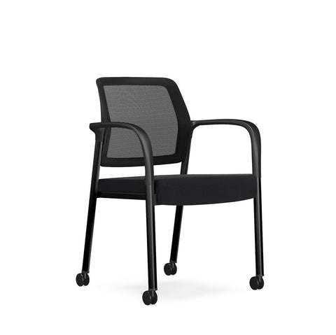 Edison Mesh Meeting Chair On Castors-Meeting Room Furniture-Black-Black-North Island Delivery-Commercial Traders - Office Furniture