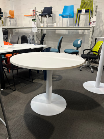 Ex Demo -Round Meeting Table 1000 dia - White Top-Clearance-White-Auckland Delivery-Commercial Traders - Office Furniture