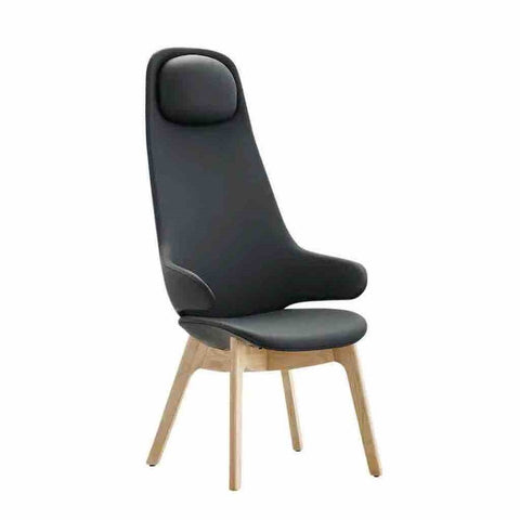 Konfurb Orbit High Back - Wooden Legs-Reception Furniture-Black Vinyl-Commercial Traders - Office Furniture