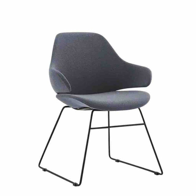 Konfurb Orbit Mid Back - Sled Base-Reception Furniture-Black Vinyl-Commercial Traders - Office Furniture