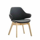 Konfurb Orbit Mid Back - Wooden Legs-Reception Furniture-Black Vinyl-Commercial Traders - Office Furniture