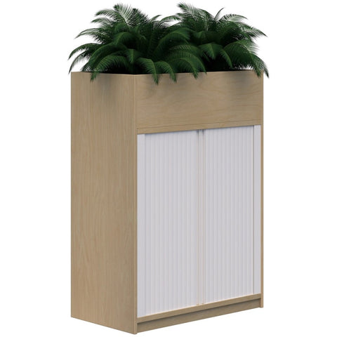 Mascot Planter Tambour-Storage-1200H X 900W-Raw Birch-Non Locking-Commercial Traders - Office Furniture