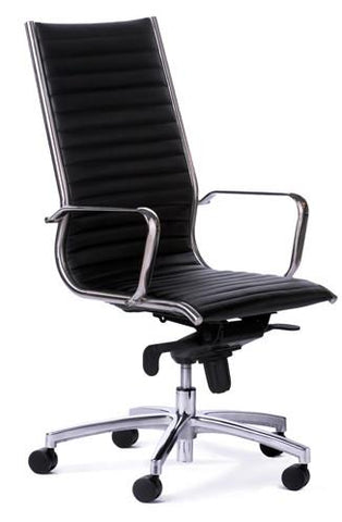 Metro Highback Executive Chair-Office Chairs-PU Leather (Leather Like Vinyl)-Flat Pack Please-Commercial Traders - Office Furniture
