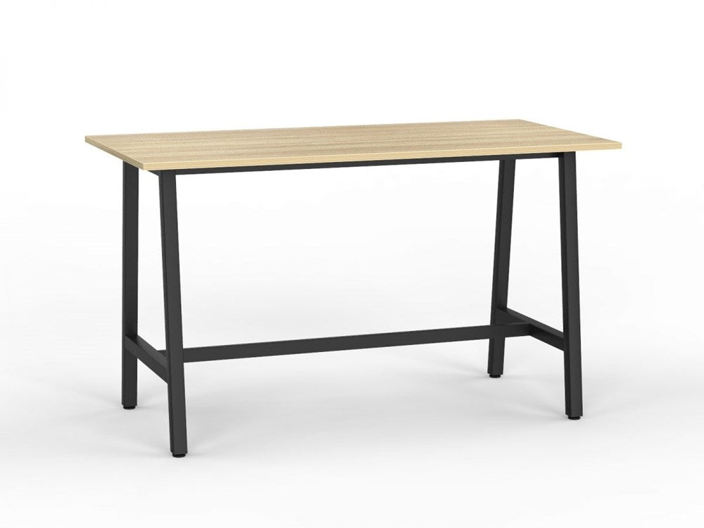 Cubit Bar Leaner 2200 x 900-Meeting Room Furniture-Atlantic Oak-Black-Commercial Traders - Office Furniture