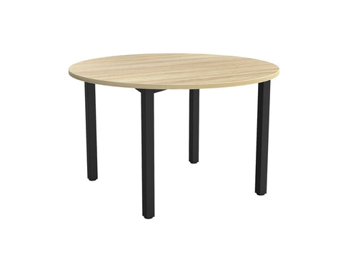 Cubit 1200 Round Meeting Tables-Meeting Room Furniture-Atlantic Oak-Black-Commercial Traders - Office Furniture