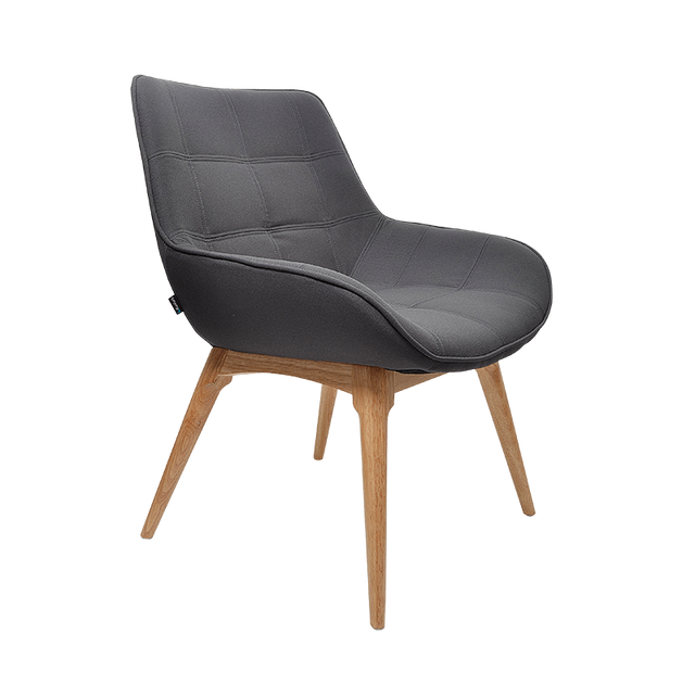 Konfurb Neo - Standard Fabric-Office Chairs-Standard Charcoal Fabric and Wooden Legs-Auckland Only-Commercial Traders - Office Furniture