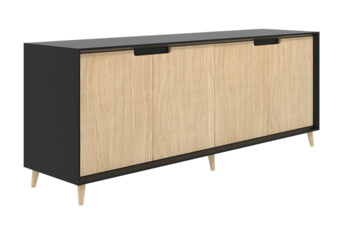 Oslo Cabinet - 4 Door (Storage Credenza)-Storage-1500 x 450-White-Auckland Delivery-Commercial Traders - Office Furniture
