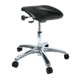 Buro Posturite Stool-Office Chairs-Black Vinyl-Polished Aluminium-Flat Pack Please-Commercial Traders - Office Furniture