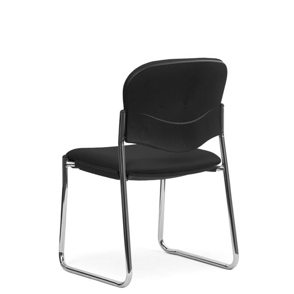 Raz 2 Visitor Chair-Meeting Room Furniture-Crown-Black-Skid Base-Commercial Traders - Office Furniture