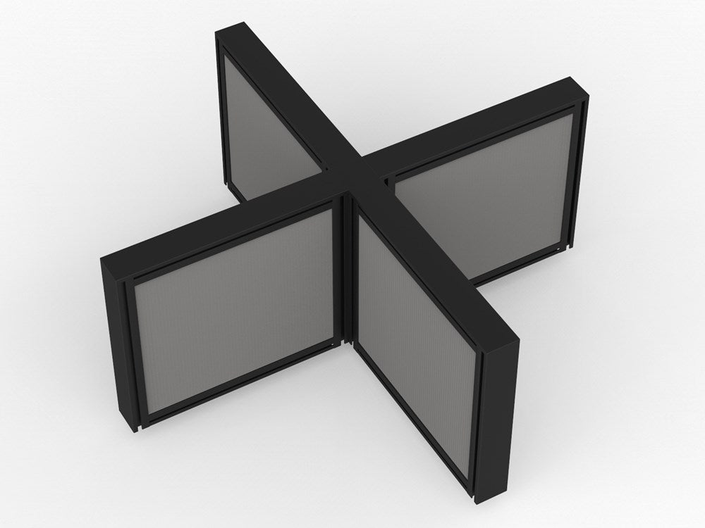 Studio 50 Joining Post - 1200h-Office Partitons-Black-4 Way-Commercial Traders - Office Furniture