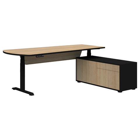 Summit ii Executive Electric Desk-Desking-Classic Oak-Black-Right Hand-Commercial Traders - Office Furniture