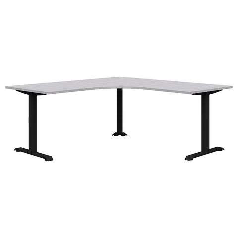 Summit ii Fixed Height 90° Corner Workstation Desk-Desking-1800 x 1800 x 800-SIlver Strata-Black-Commercial Traders - Office Furniture