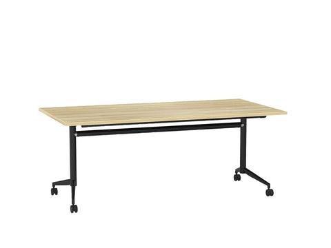 Team Flip Table 1800x900-Meeting Room Furniture-Atlantic Oak-Black-Commercial Traders - Office Furniture