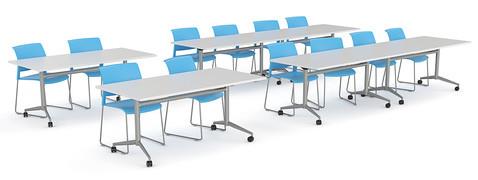 Team Flip Table Mote Plastic Chair Package Nordic Maple Silver White