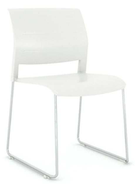 Mote Chair-Lunchroom Chairs-White-Skid Base - Silver-Commercial Traders - Office Furniture