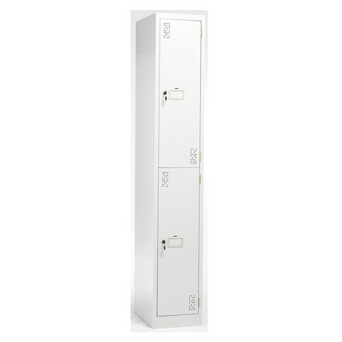 Two tier lockers - 300 wide-Storage-Key Lock-White Satin-Commercial Traders - Office Furniture