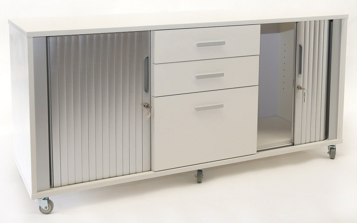 Essentials Mobile Tambour - Large Door/Drawer/Door-Storage-White Door-North Island Delivery-Commercial Traders - Office Furniture