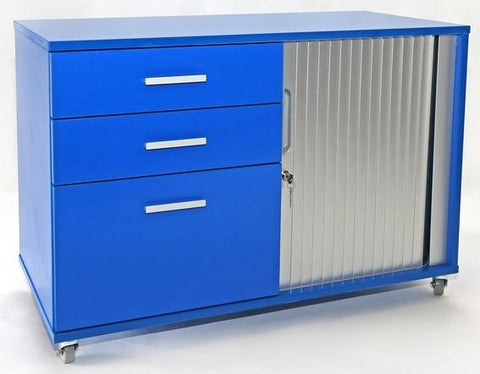 Essentials Mobile Tambour - Small 1 door/drawer-Storage-White Doors-Auckland Delivery-Commercial Traders - Office Furniture